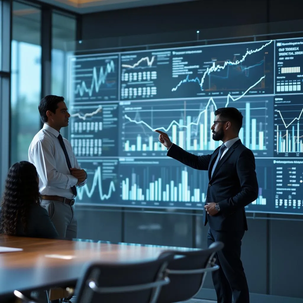 Consultor presentando resultados a un cliente