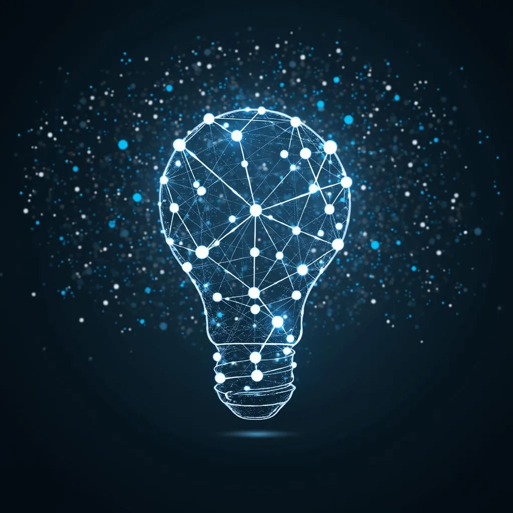 Concepto de innovación con bombilla abstracta y elementos futuristas